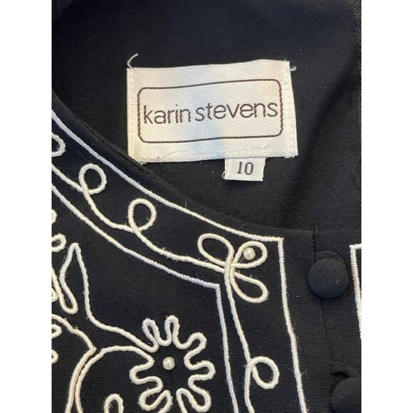 Vintage Karin Stevens Embroidered Dress - Size 10 - Gorgeous Detail! - Picture 5 of 7